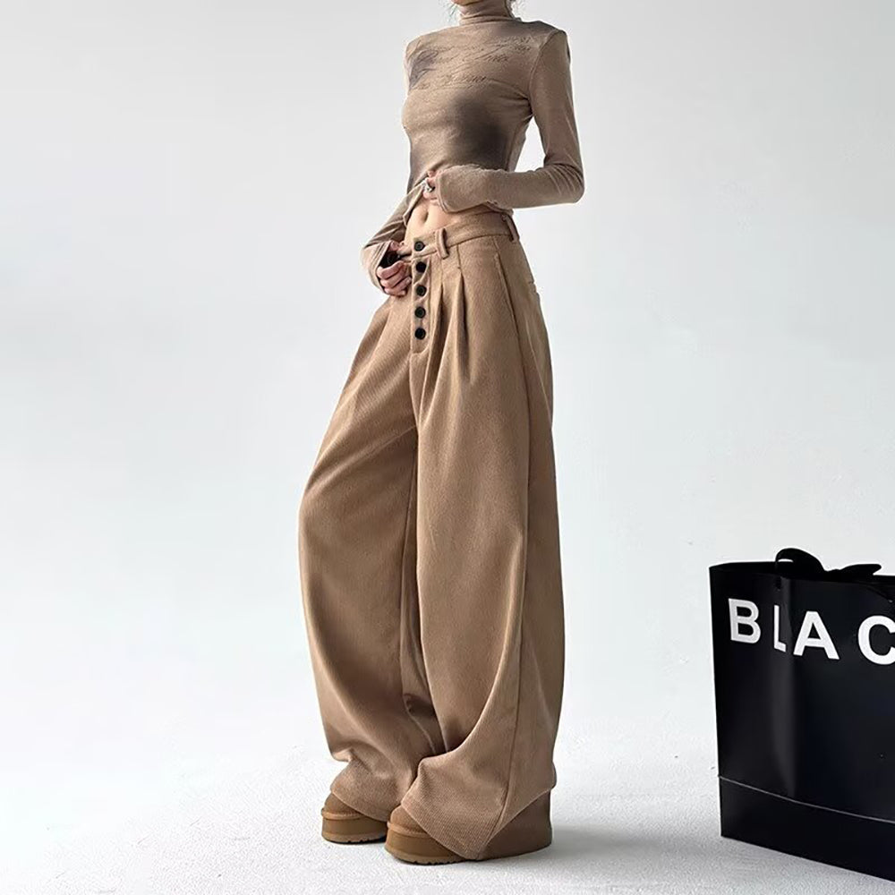 Women Loose Fit Pleated Trousers