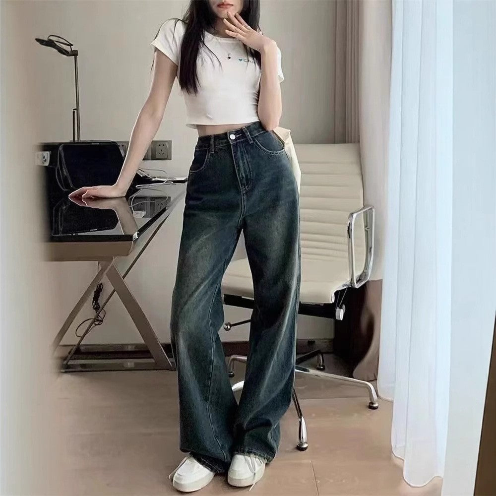 Women Low Distress Light Fade Jeans