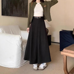 Women Pleated Flared Maxi Skirt