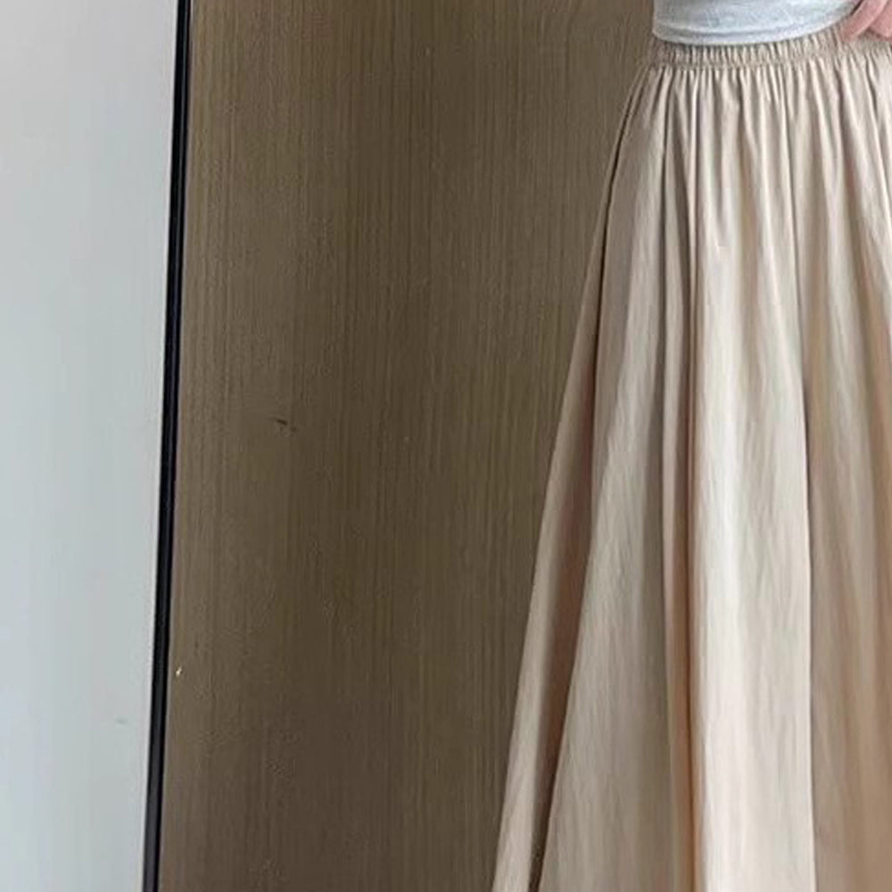 Women Loose Fit Easy Wash Pleated Culottes Trousers