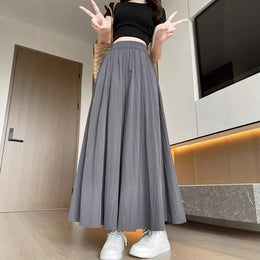 Women Loose Fit Easy Wash Pleated Culottes Trousers
