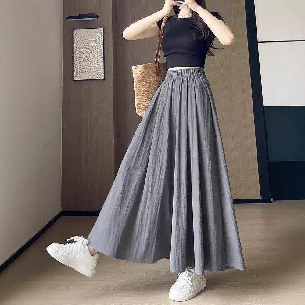 Women Loose Fit Easy Wash Pleated Culottes Trousers