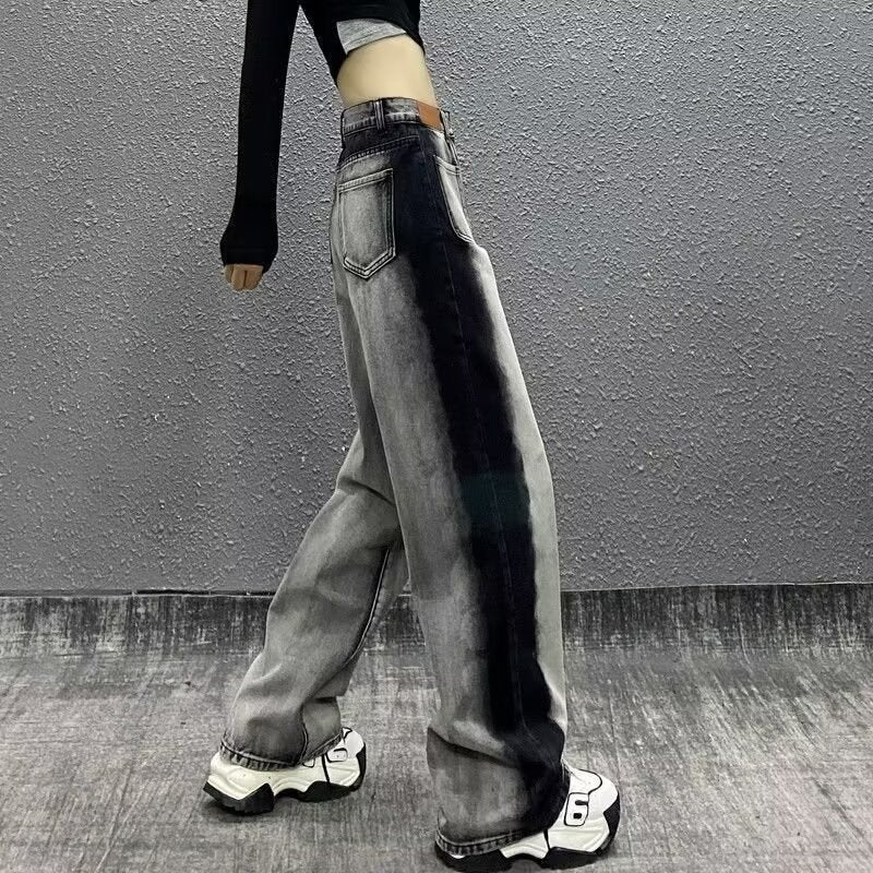 Women Wide Leg Mid-Rise Heavy Fade Jeans