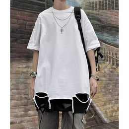 Round Neck Drop Shoulder Sleeves Oversized Tshirt