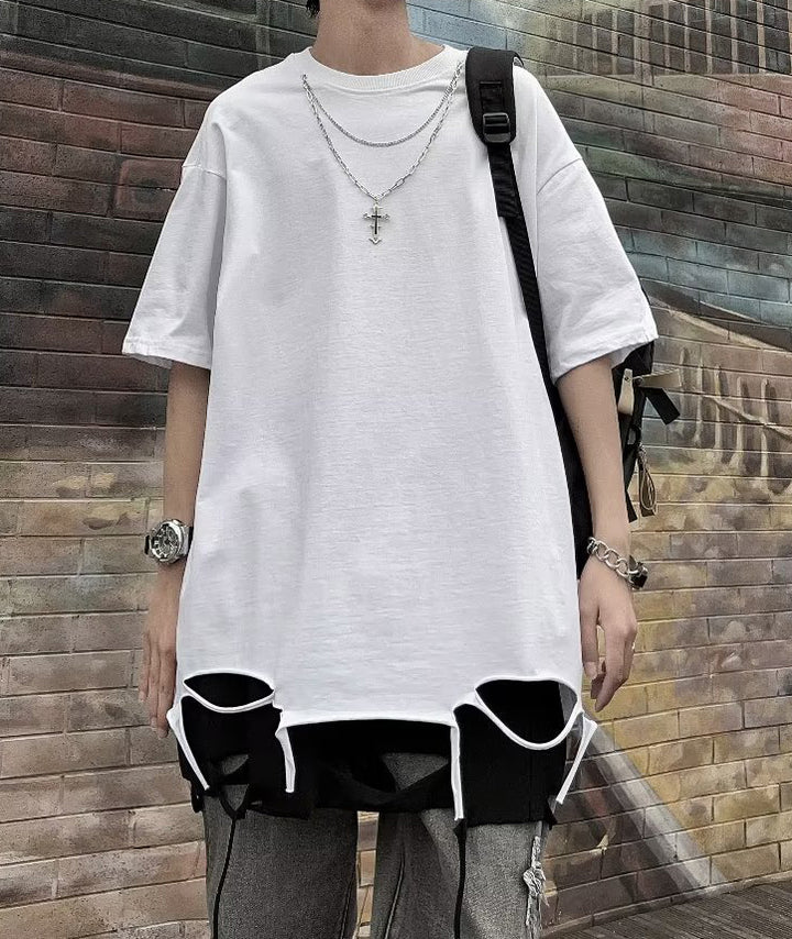 Round Neck Drop Shoulder Sleeves Oversized Tshirt