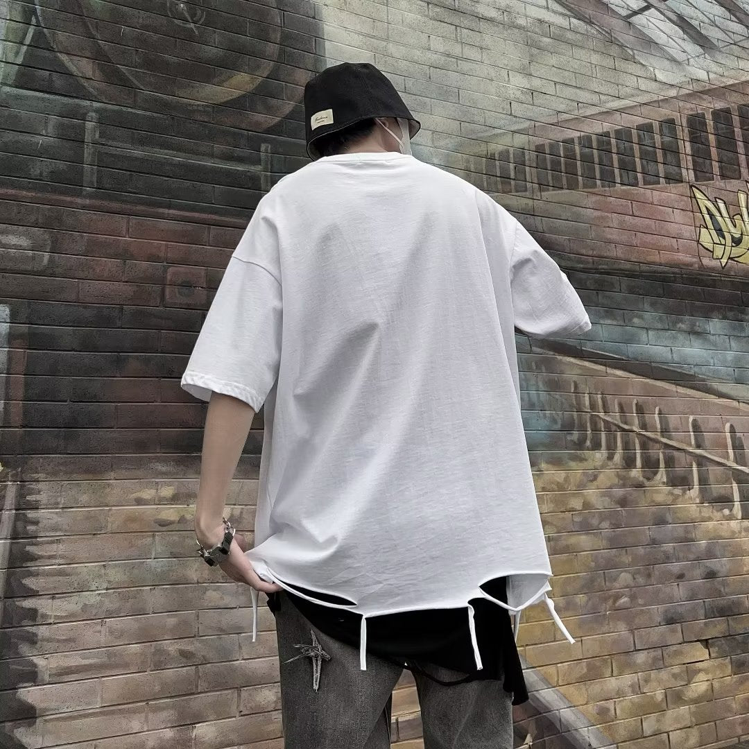 Round Neck Drop Shoulder Sleeves Oversized Tshirt