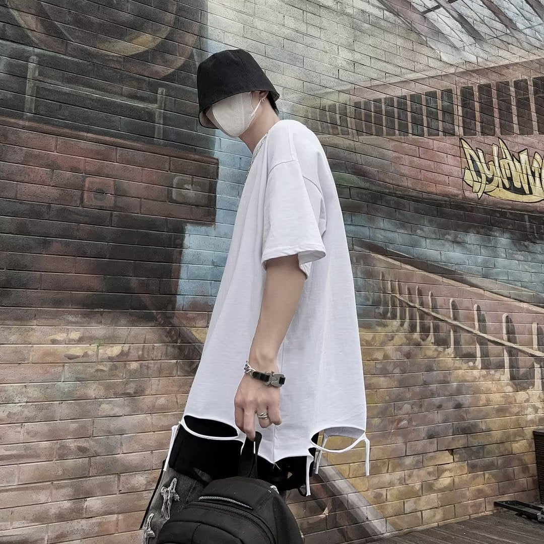 Round Neck Drop Shoulder Sleeves Oversized Tshirt