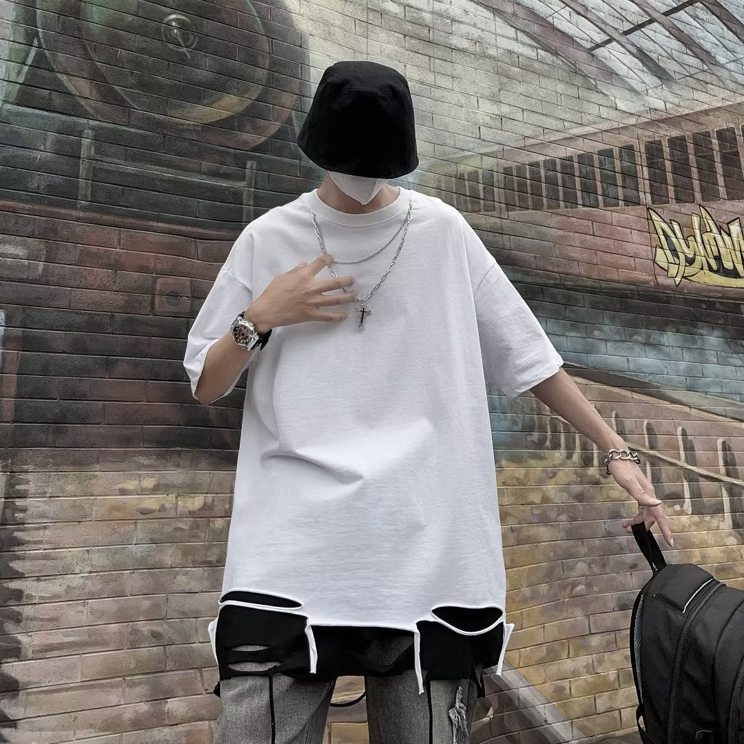 Round Neck Drop Shoulder Sleeves Oversized Tshirt
