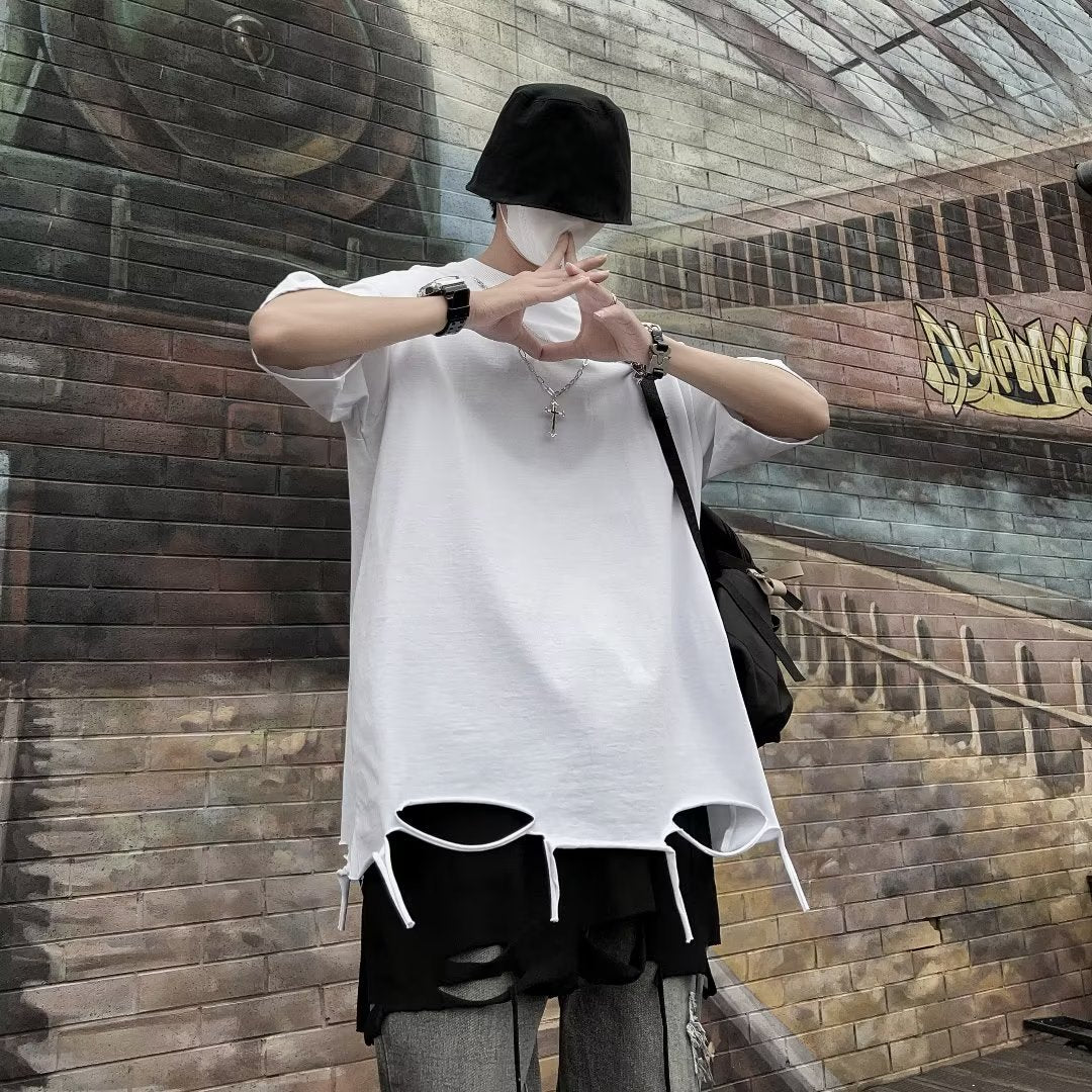 Round Neck Drop Shoulder Sleeves Oversized Tshirt