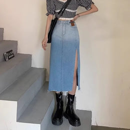 Side Slit Straight Midi Skirt