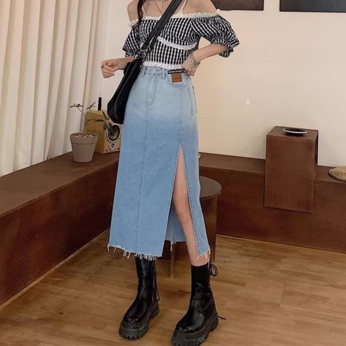 Side Slit Straight Midi Skirt