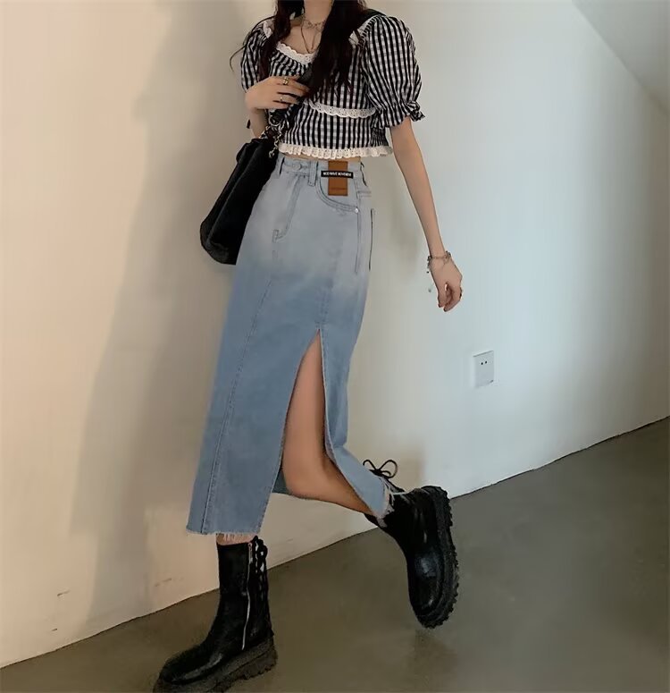 Side Slit Straight Midi Skirt