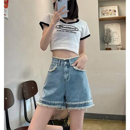 Solid Mid-Rise Denim Shorts