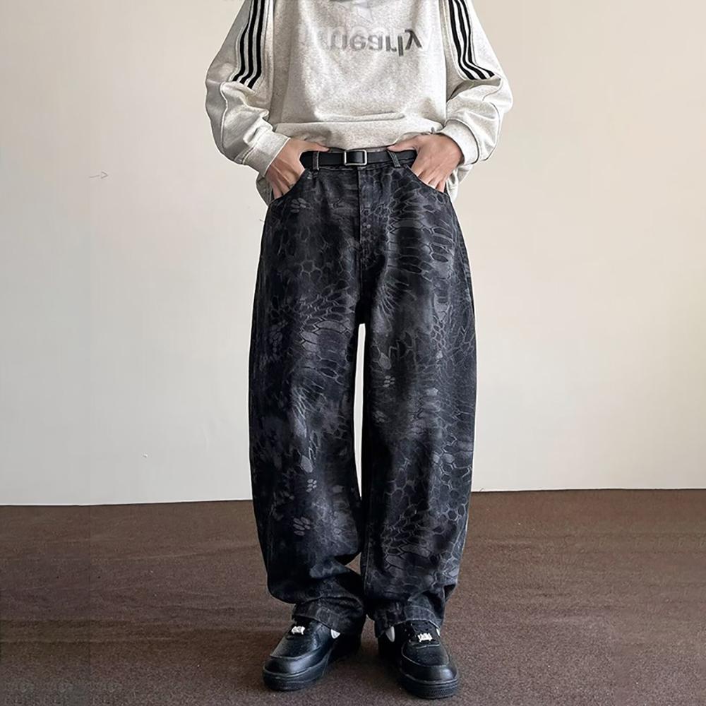 Men Boyfriend Fit Light Fade Printed Jeans