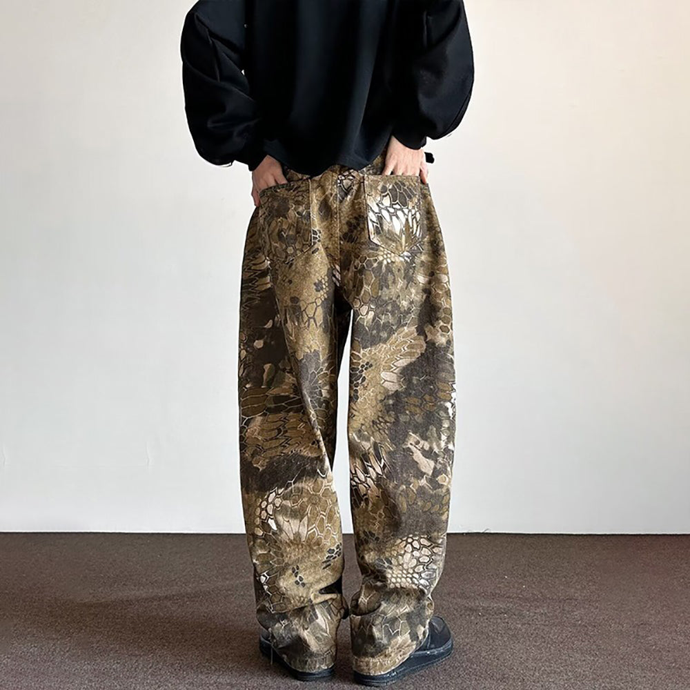 Men Baggy Fit Dark Printed Jeans