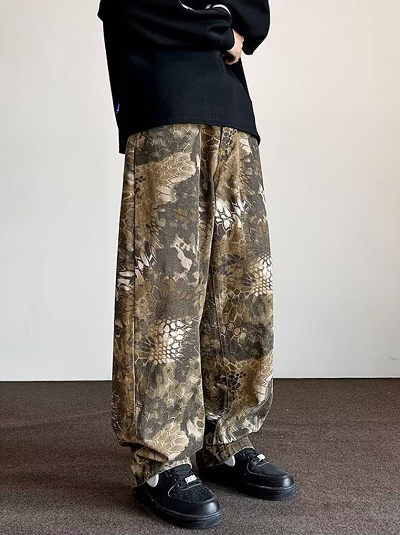 Men Baggy Fit Dark Printed Jeans