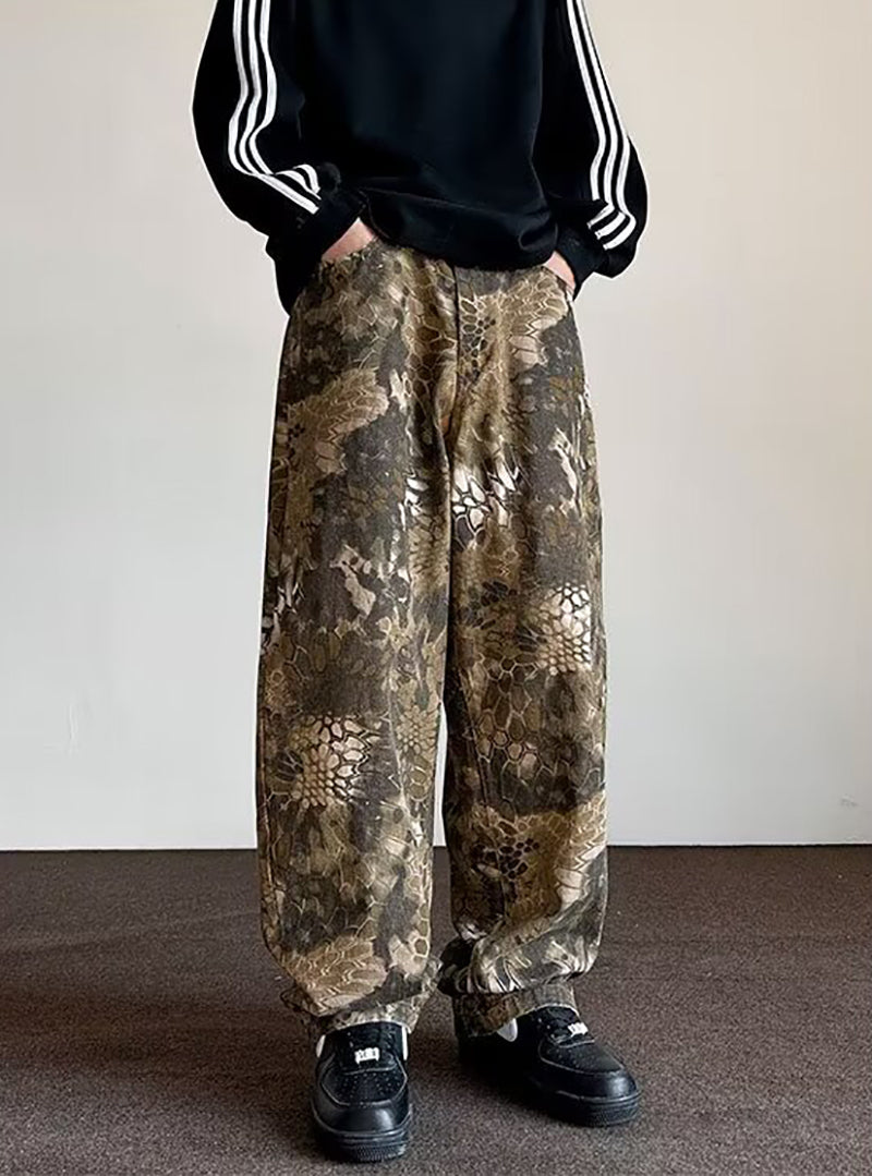 Men Baggy Fit Dark Printed Jeans