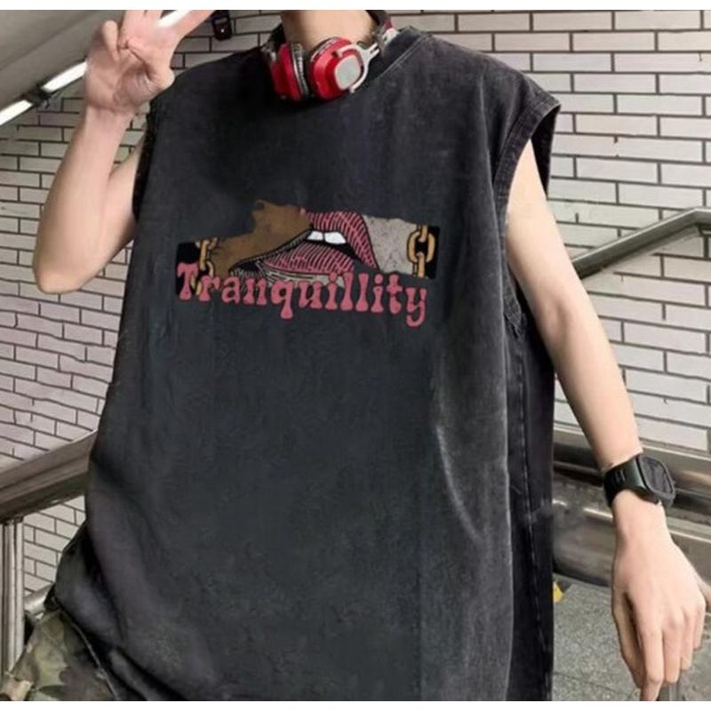 Typography Printed Cotton Raw Edge T-shirt