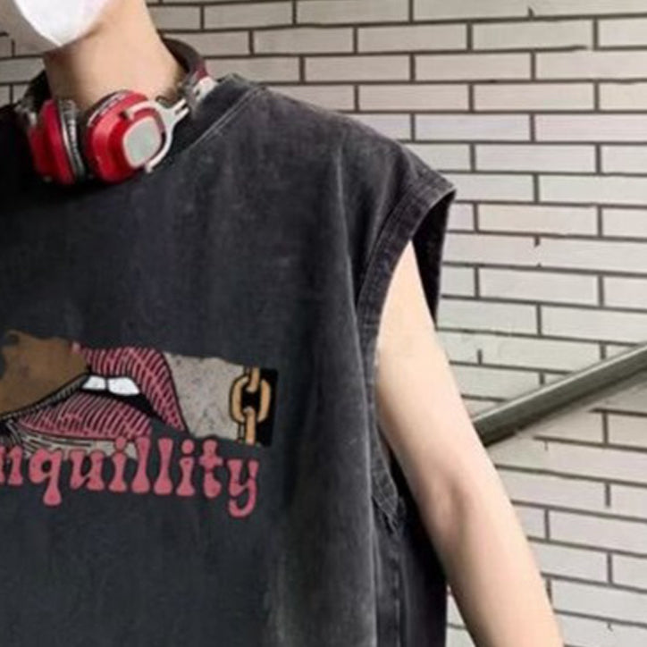 Typography Printed Cotton Raw Edge T-shirt