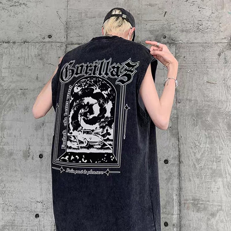 Typography Printed Round Neck Oversized T-shirt