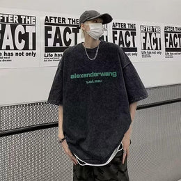 Men Typography Printed Round Neck Cotton Oversized T-shirt