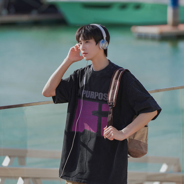 Graphic Printed Round Neck Oversized T-shirt