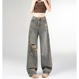 Women Straight Fit Highly Distressed Light Fade Jeans