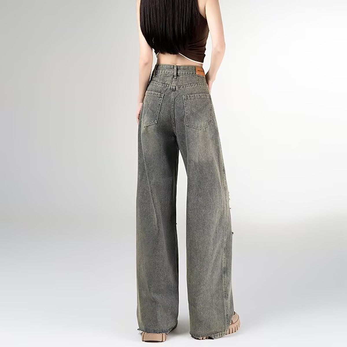 Women Straight Fit Highly Distressed Light Fade Jeans