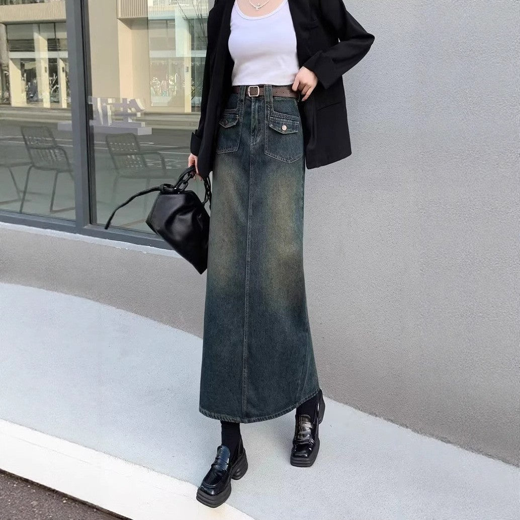 Back Slit Maxi Skirt