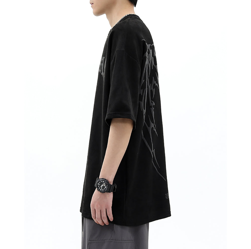 Men Typography Printed Round Neck  Oversized T-shirt