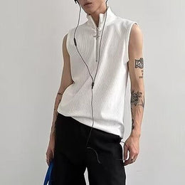 Men Halter Neck Raw Edge T-shirt