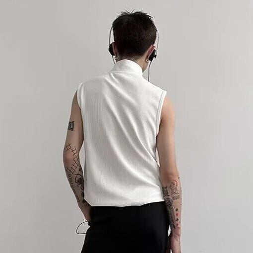 Men Halter Neck Raw Edge T-shirt