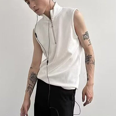 Men Halter Neck Raw Edge T-shirt