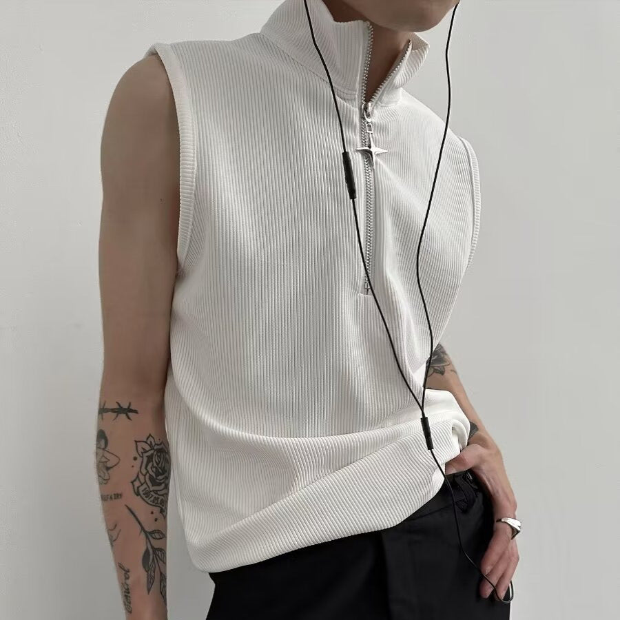 Men Halter Neck Raw Edge T-shirt