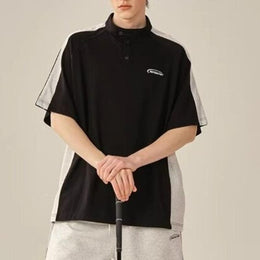 Men Solid Halter Neck Raw Edge Relaxed Fit T-shirt