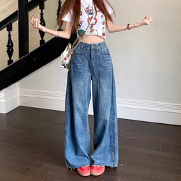 Women Wide Leg Mid-Rise Light Fade Jeans