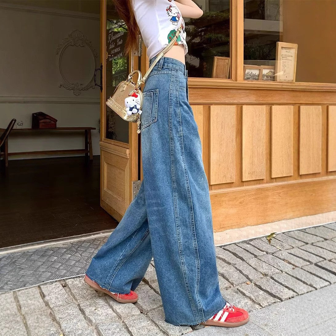 Women Wide Leg Mid-Rise Light Fade Jeans
