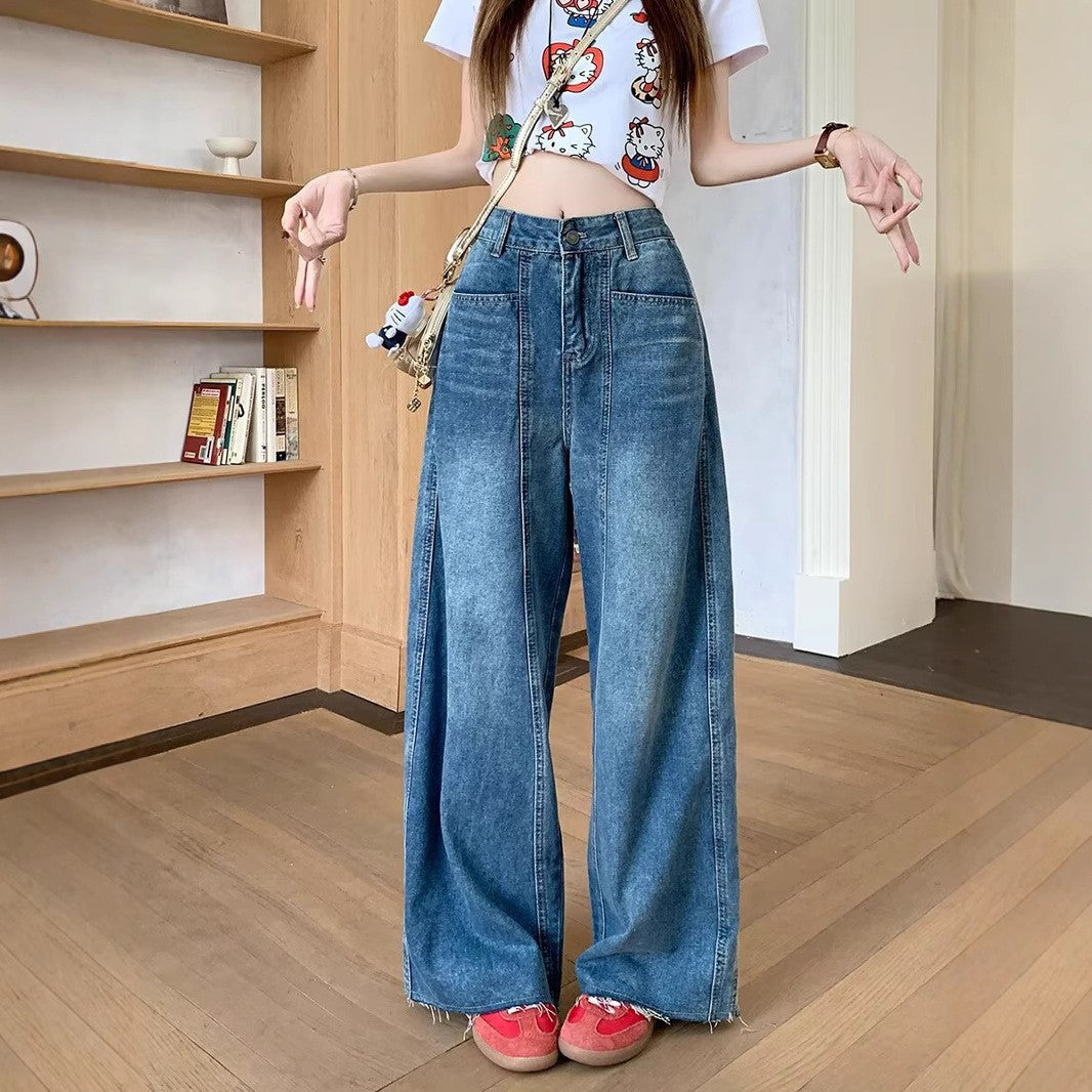 Women Wide Leg Mid-Rise Light Fade Jeans
