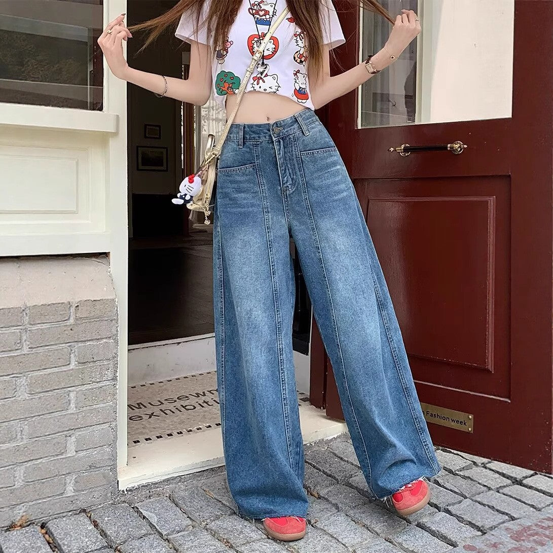 Women Wide Leg Mid-Rise Light Fade Jeans