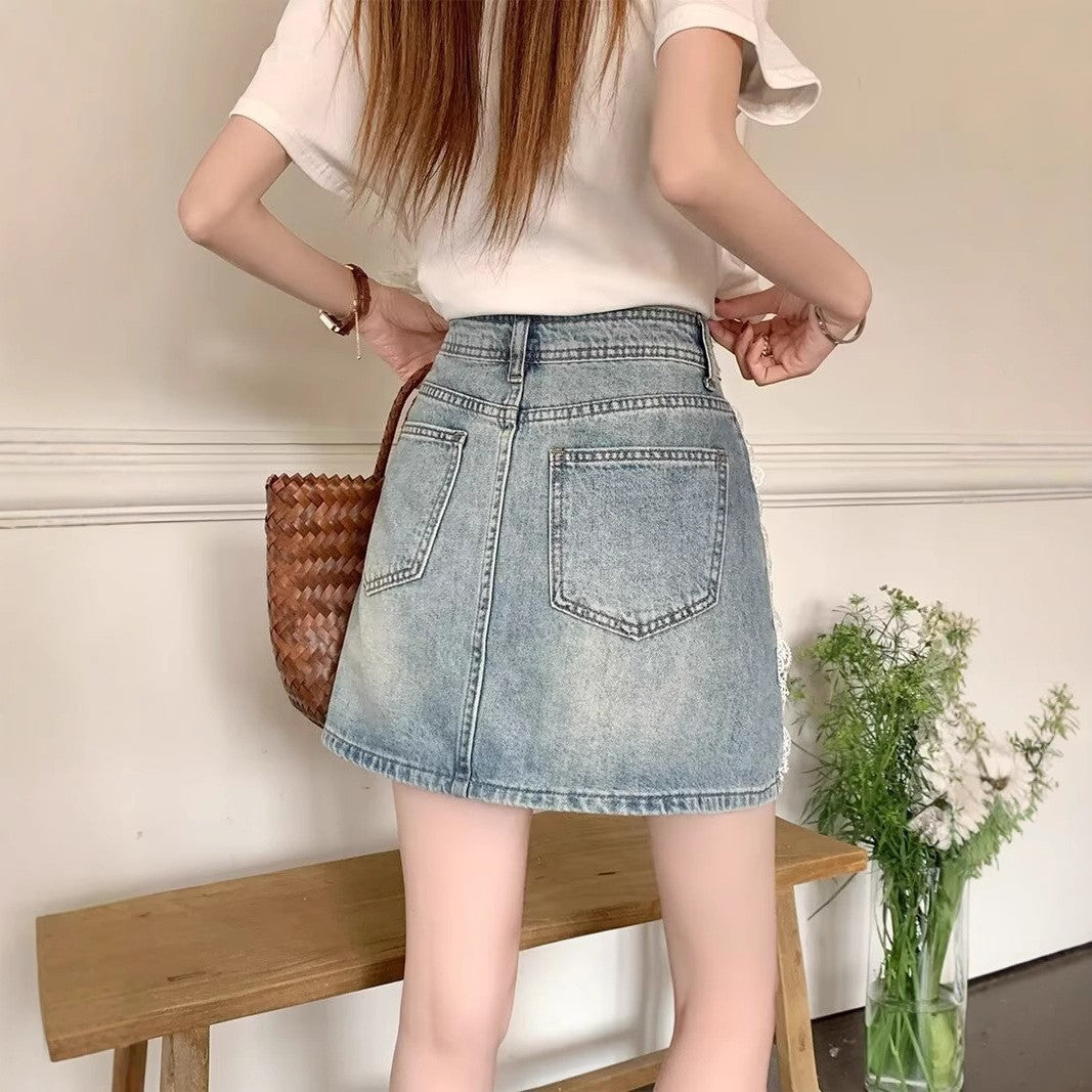 Lace-Detail A-Line Mini Skirt