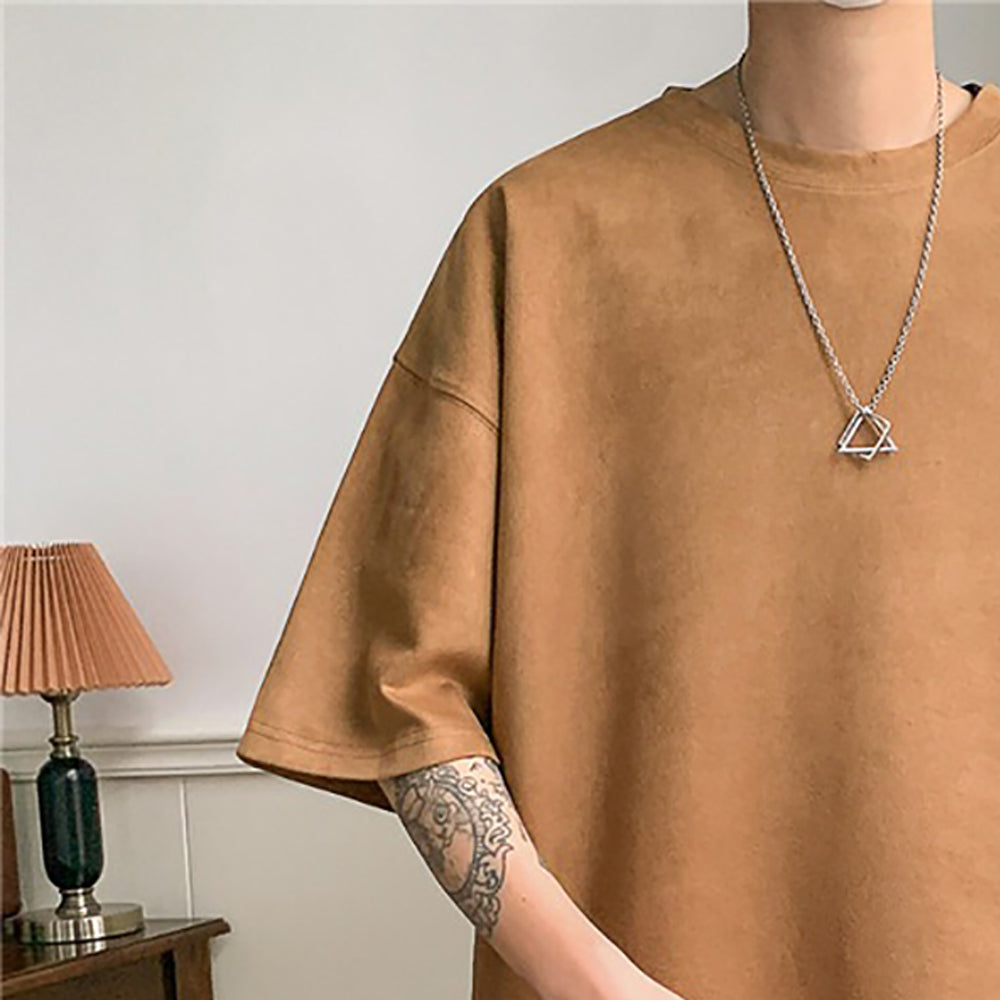 Men Solid Round Neck  Oversized T-shirt