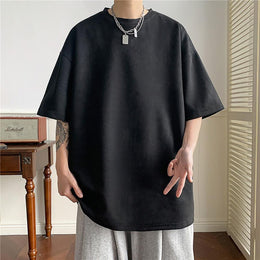 Men Solid Round Neck  Oversized T-shirt