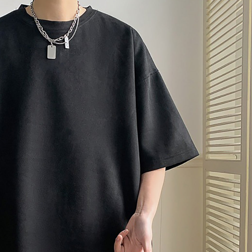 Men Solid Round Neck  Oversized T-shirt