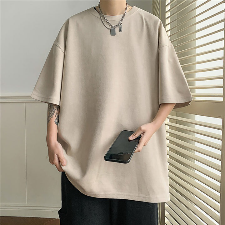 Men Solid Round Neck  Oversized T-shirt