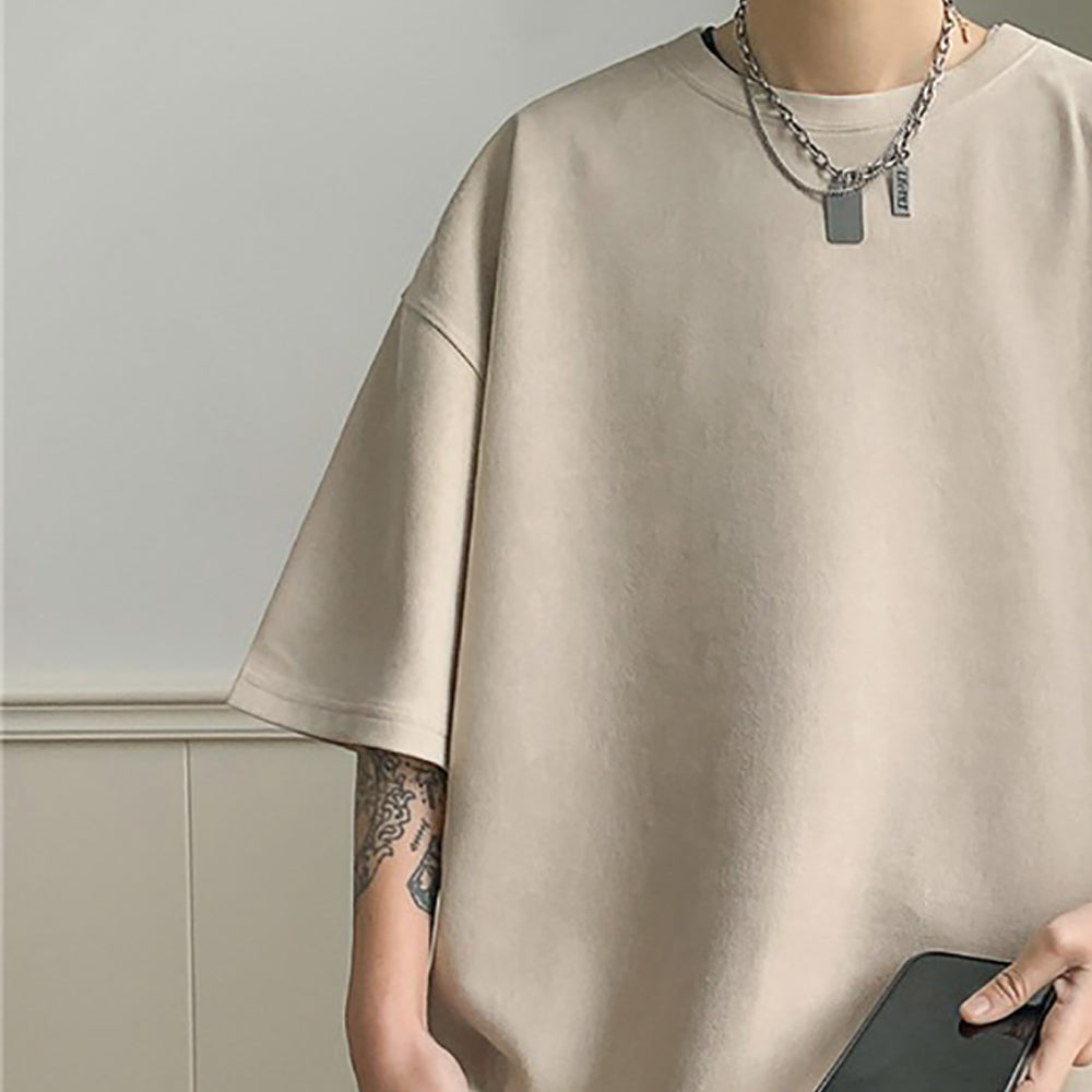 Men Solid Round Neck  Oversized T-shirt