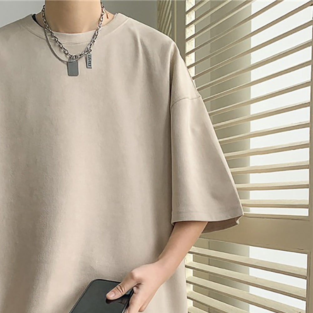Men Solid Round Neck  Oversized T-shirt