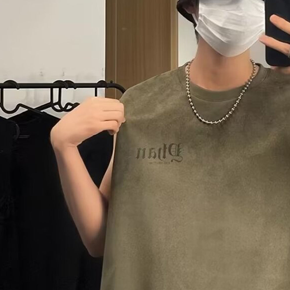 Men Typography Printed Round Neck  Oversized T-shirt