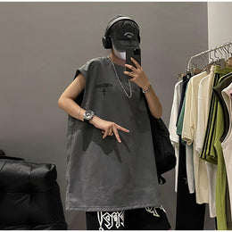 Men Typography Printed Round Neck  Oversized T-shirt