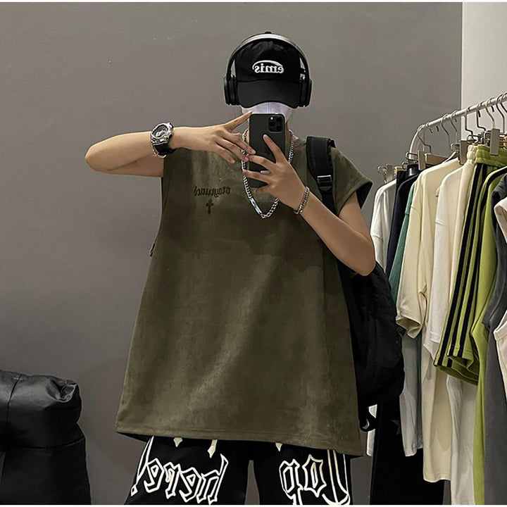 Men Typography Printed Round Neck  Oversized T-shirt