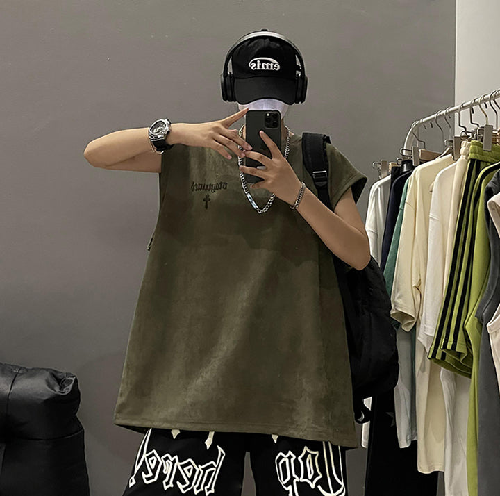 Men Typography Printed Round Neck  Oversized T-shirt